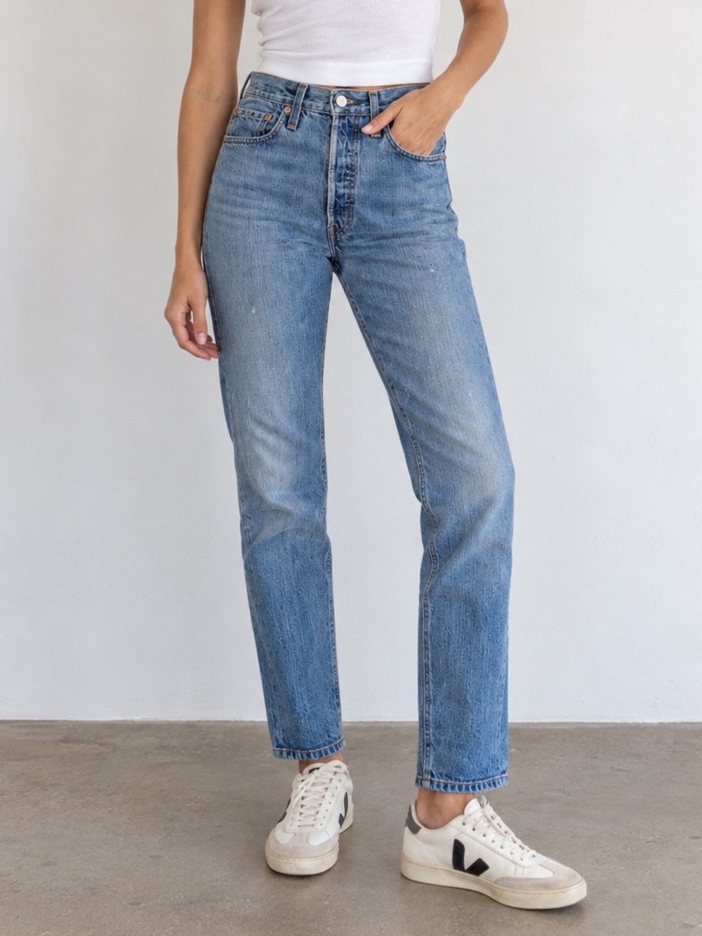 RE/DONE x Levi’s High Rise Slim Straight Jeans | Size 25 | Sample Pair